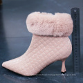hot sale pointed toe middle heel ankle fur  boot for women big size boot